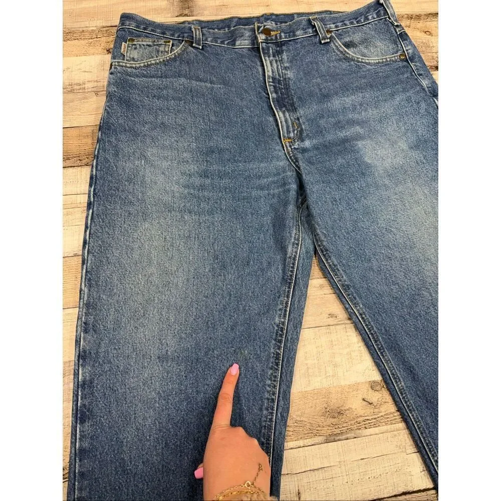 Carhartt B17 DST Mens 40x30 Relaxed Fit Blue Denim Jeans Workwear Classic Cotton